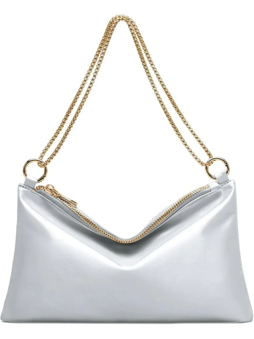 👜Women's Silver Evening Handbag Satin Shoulder Bag Cocktail Party Wedding Purse